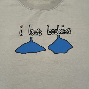 Vtg NOMADA Graphic T-Shirt I Love Boobies‎ Duck Feet Design Beige/Gray XL Cotton